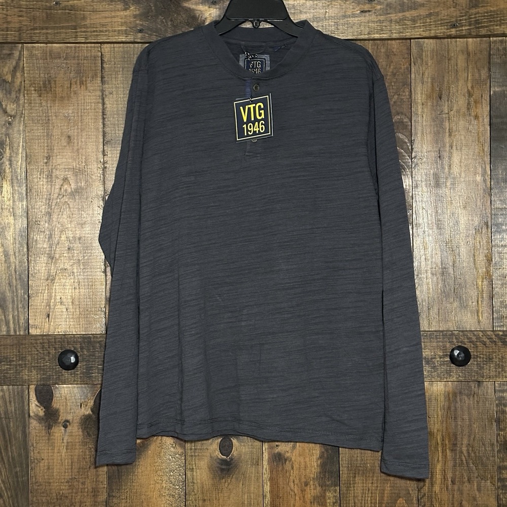 Vintage 1946 NWT Long Sleeve Heathered Gray Lightweight Henley Men's Size‎ Large